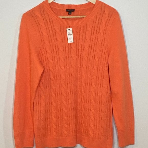 Talbot Women Cable Knit Cotton Mix Scoop Neck Sweater Petite US L - Picture 1 of 9